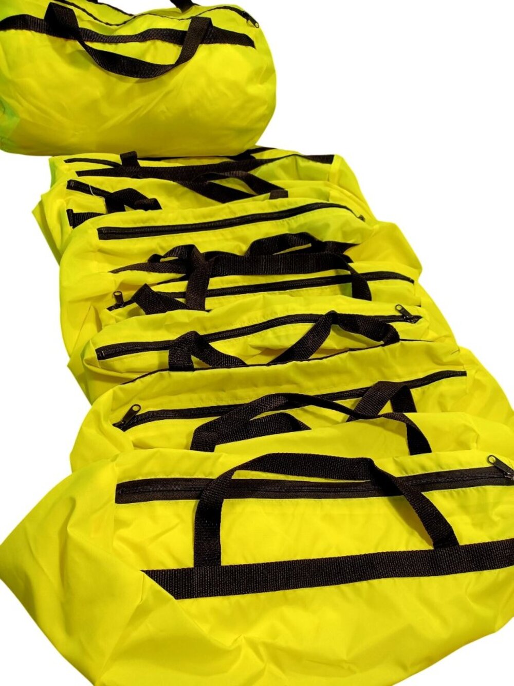 Duffel Bag Nylon Bright Yellow/Black Handles Zipper Lightweight Lot of 10